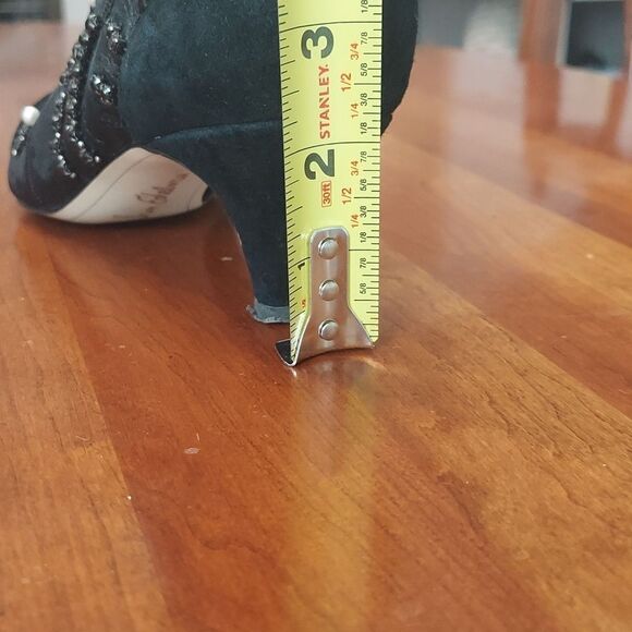 Sam Edelman Kami Black Mesh/Suede Kitten Heel Bootie Pearl Stud Embellished Sz 7 - Picture 15 of 16